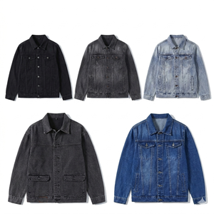 Plus Size <b>Men</b> <b>Denim</b> <b>Jacket</b> Vintage Washed Casual Workwear <b>Jacket</b> Multiple Polyester Pockets Regular Fit OEM Custom Logo <b>Jacket</b> - Product Image 1