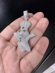 Pendentif Lapin Cartoon Personnalisé en Alliage Plaqué Argent avec Diamants Moissanite VVS Micro-Pavés, Bijou Hip Hop Unisexe, Cadeau - Product Image 1