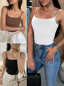 Ladies Sleeveless Cami Top Soft Stretch Knit Lightweight Breathable COmfortable Slim Fit <b>Body</b> Shape Summer Casual Outfit - Product Image 6