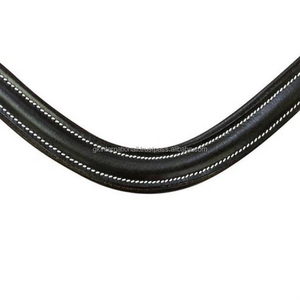 Correa de cuero curvo para cejas de caballo, banda de cuero negro con acabado alto, costuras negras, blancas y marrones en tamaños personalizados - Product Image 1