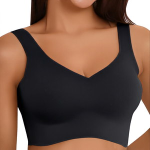 Top Deportivo Corto para Mujer, Cuello en V, Tirantes, Color Blanco Sólido, Transpirable, Soporte Medio, para Yoga - Product Image 2