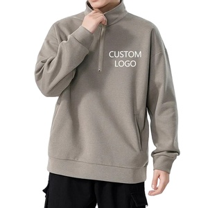 เสื้อสเวตเชิ้ตผู้ชายสีเทา คอซิป แขนยาว สีพื้น ผ้าถัก ระบายอากาศดี มีซิปด้านหน้า พร้อมโลโก้ - Product Image 1