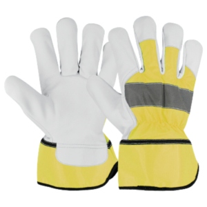 Gants de travail robustes en cuir de chèvre et coton pour échelleurs canadiens, anti-vibrations, pour la construction industrielle - Product Image 5