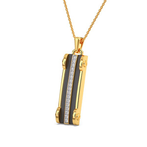 Collier pendentif diamant avec accent en émail noir rigide - Product Image 4