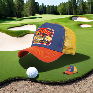 Casquette de baseball sportive européenne et américaine, style camionneur hollandais, avec broderie alphabétique, protection solaire, maille, 5 panneaux, denim, 100% polyester, unisexe - Product Image 1