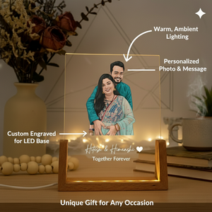 Acrylic Photo Frame With <b>LED</b> <b>Light</b> Wooden Base Personalized Couple Portrait Display Desk Lamp Warm White 2700K Modern Design - Product Image 4