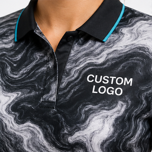 Custom Black <b>White</b> Marble Swirl <b>Womens</b> <b>Polo</b> <b>Shirt</b> Quick Dry Breathable Short Sleeve Performance Golf Tennis Uniform WPS-0792 - Product Image 5