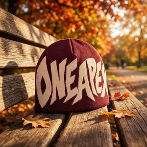 Maroon Cream Graphic Knit Beanie Hat Custom Logo Ribbed <b>Winter</b> <b>Cap</b> Unisex Streetwear Fashion Headwear Wholesale OEM Manufacturer - Product Image 6