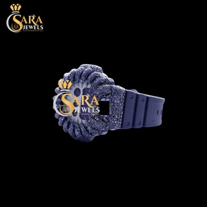 Premium Luxury Diamond Watch VVS Moissanite Iced Finish <b>Rubber</b> Strap Stainless Steel Gift Jewelry From India - Product Image 1