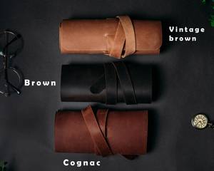 Functional Leather Cable Organizer Universal Cord Holder Travel <b>Tech</b> Pouch Wire Management Case Top Seller LCO-0020 - Product Image 3