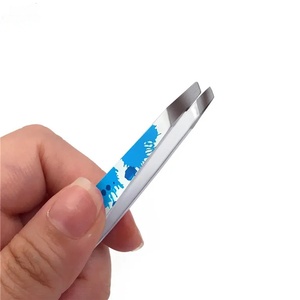 Pinzas Modernas para Cejas con Punta Puntiaguda, Diseño Duradero de Acero Inoxidable, Patrón Azul Moderno - Product Image 3