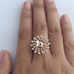 Namivaa 18K Rose Gold Diamond Floral Cluster Heart Design <b>Statement</b> <b>Ring</b> for Women Luxury Engagement Party Wear Gift High Polish - Product Image 4