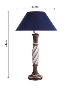 Antique white twister wood <b>table</b> lamp white linen shade <b>rustic</b> hand-carved <b>bedside</b> light for farmhouse home decor wholesale OEM - Product Image 2
