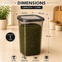 Transparante PET spuitgegoten keukenopbergdoos 1000ML luchtdicht BPA-vrij voor ontbijtgranen, gedroogd fruit, snacks en voedsel