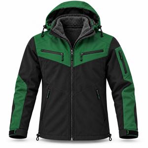 Veste Softshell d'hiver pour homme ODM, imperméable, doublure polaire chaude, blocs de couleur, capuche amovible, multi-poches, pour les voyages en plein air - Product Image 1