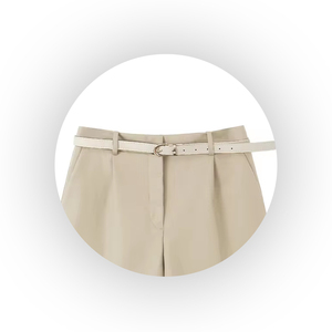 Shorts de Cuero para Mujer, Diseño Nuevo, Logotipo Personalizado, Color Sólido, Estilo Hip Hop, Impermeables, Transpirables, de Secado Rápido, con Cinturón Incluido - Product Image 1