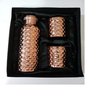 <b>Custom</b> Made Modern Eco-Friendly Checkered Copper <b>Water</b> <b>Bottles</b> with Lid Portable for Home & Outdoor Use - Product Image 1