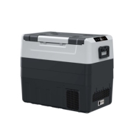 Réfrigérateur portable pour voiture 55L à double alimentation (solaire/CC/CA) avec compresseur -20~10°C, LED interne et poignée pour utilisation en extérieur