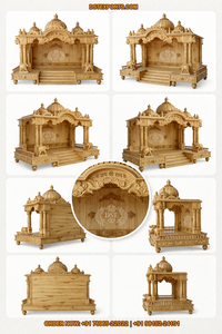 Elephant Hand Carved <b>Mandir</b> Home Treated Wood Temple Modern Style Customized Size Natural Finish UK Supply - Product Image 6