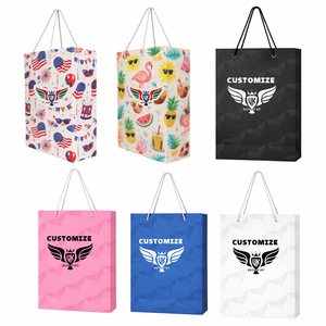 Bolsas de Regalo de Papel Impresas Personalizadas con Asas de Cuerda, Bolsas de Compras de Lujo para Minoristas y Promociones, Venta al Por Mayor - Product Image 1