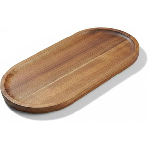 Plateau de service en bois massif naturel, prix d'usine, plateau ovale décoratif en bois, plateau moderne pour la cuisine, plateau à thé et à café, planche à charcuterie - Product Image 1