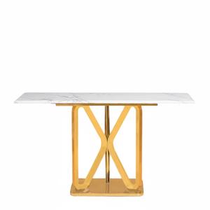 Luxury <b>White</b> Marble Effect Top Console Table With Polished Gold Stainless Steel <b>Frame</b> Sleek Italian Design Hallway Entry Display - Product Image 4