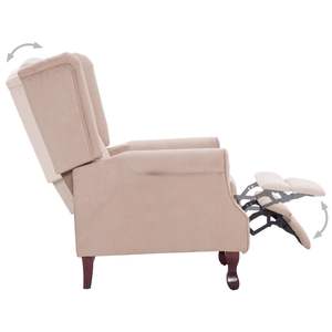 Fauteuil inclinable standard confortable en tissu polyester crème avec structure en bois - Product Image 5