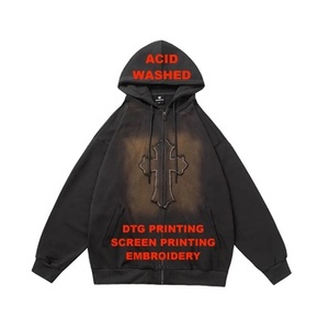 Vente en gros : Sweat à capuche épais pour homme, sans cordon de serrage, entièrement zippé, avec patchwork, broderie et blocs de couleurs, modèle essentiel personnalisable - Product Image 6