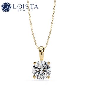 Collier pendentif solitaire en argent sterling 925 avec diamant de laboratoire taille brillant rond, certifié IGI, pour femme - Product Image 4