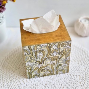 Boîte à mouchoirs en bois imprimée pour cartes de recettes, boîte de rangement en bois imprimée pour mouchoirs de cuisine, organisateur de papier pour la maison, vente en gros - Product Image 3