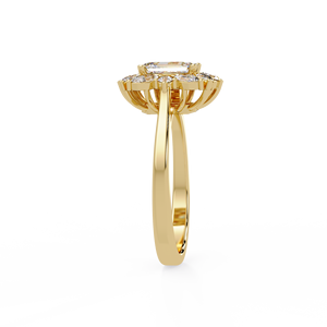 <b>14K</b> Solid <b>Gold</b> Emerald Cut Lab Grown Diamond IGI Certified Diamond Floral Cluster Engagement <b>Rings</b> Marquise Bridal Wedding <b>Rings</b> - Product Image 5