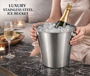 Premium Stainless Steel Wine Ice Bucket | Double Handle Beverage Chiller 2.5L Bar Party Champagne <b>Cooler</b> Bucket Silver Finish - Product Image 3