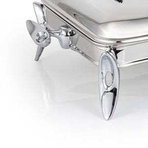 Plat de service rectangulaire haut de gamme en acier inoxydable doré et argenté avec double couvercle pour buffet multi-plats - Product Image 5