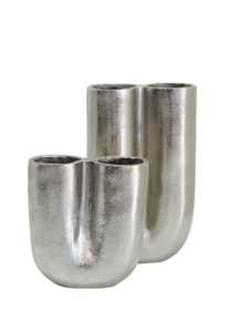 Juego de Jarrones Dobles de Metal Moderno, Jarrón de Flores Minimalista Plateado, Decoración de Mesa Abstracta Única para Espacios de Vida Contemporáneos - Product Image 2