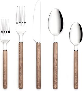 Service de couverts en métal avec manches en bois, table d'appoint élégante, impressionnant les visiteurs et rehaussant le décor. - Product Image 6
