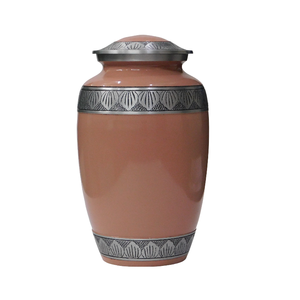 Urnes funéraires en aluminium pour adultes avec gravure, finition en étain et couleur orange, fournitures funéraires en métal pour cendres humaines - Product Image 1