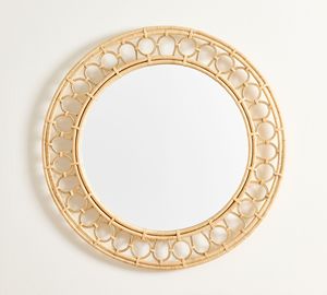Miroir rond en rotin charmant, fait main, avec cadre en osier, miroir décoratif style bohème, décoration intérieure pour chambre et salon - Product Image 6