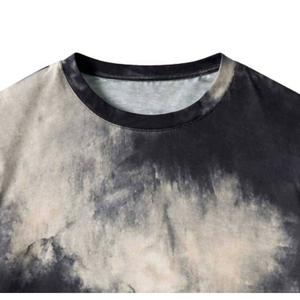 Camiseta de Punto Tie-Dye para Hombre, Manga Corta, Cuello Redondo, Corte Regular, Casual, con Diseño Azul y Negro - Product Image 3