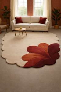 Alfombra de Lana Hecha a Mano con Forma Personalizada, Alfombra Seccional para Sofá, Alfombra Envolvente para Piso de Penthouse - Product Image 2