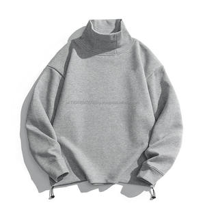 Venta directa de fábrica de alta calidad Drop Shoulder Strings Heavy Oversized Men Hoodie Zipper Color sólido Hoodies Men Hip Hop - Product Image 2