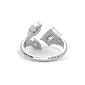 Anillo de Diamante Cultivado en Laboratorio con Corte Esmeralda y Corte Marquesa, Acabado en Oro Rosa de 10K, Banda Abierta, Joyería de Compromiso para Mujer - Product Image 4