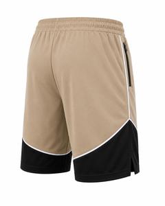 Shorts de sport en toile kaki pour homme avec empiècements noirs, fermeture à cordon, séchage rapide, respirant, coupe athlétique, longueur Bermuda, écologique - Product Image 3