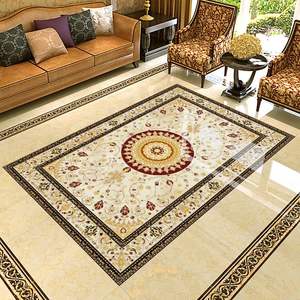 Carreaux de sol décoratifs en marbre blanc de luxe, incrustés, faits à la main, imperméables, design méditerranéen, installation flottante, utilisation hospitalière - Product Image 1