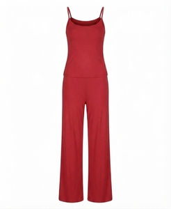 Ensemble de yoga 2 pièces pour femmes, débardeur et pantalon large, couleur unie, séchage rapide, tenue de sport respirante, logo personnalisé - Product Image 3