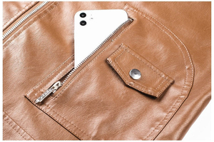 New Stylish Casual Coated Winter Wear Leather <b>Jackets</b> <b>Men</b> Stand Zipper Closure Breathable Plus Sized Wholesale - Product Image 6