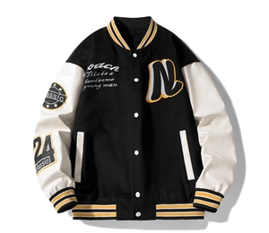 Blouson universitaire personnalisé pour homme, style streetwear hiver, broderie premium, OEM/ODM, 100% laine peignée, logo frontal - Product Image 2