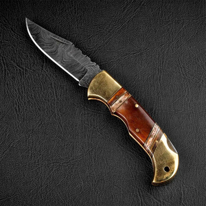 Cuchillo de Bolsillo Burraq Hecho a Mano con Acero Inoxidable, Mango de Madera, Funda de Cuero, Hoja de Punta Caída de 7 Pulgadas para Regalos y Uso en Exteriores - Product Image 5