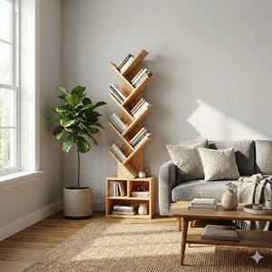 DISICO 4-Tier Wood Bookshelf Natural Color Modern Minimalist Design Freestanding Space Saving Home Office Furniture - Product Image 3