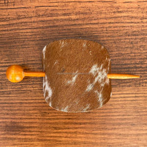 Customized Premium 100% Cowhide with Wood Slide Stick Oval <b>Hair</b> Pin <b>Barrette</b> Handmade Genuine Leather Women <b>Hair</b> Stick <b>Barrette</b> - Product Image 3