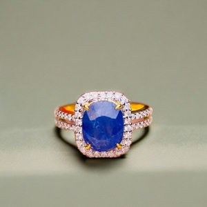 Cut Blue Moissanite Luxury <b>Engagement</b> <b>Ring</b> <b>Unique</b> September Birthstone Anniversary Sterling Silver Platinum Plated Prong Setting - Product Image 1